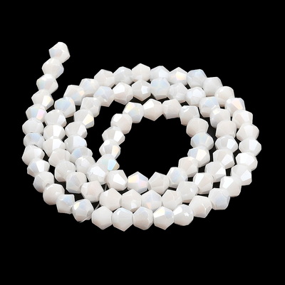 Cristale biconice 4mm, opace, albe-sir 85 buc 1 buc