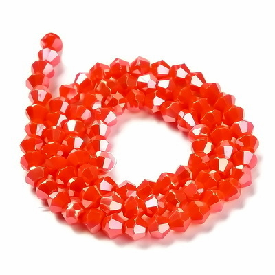 Cristale biconice 4mm, opace, rosu deschis AB-sir 90 buc 1 buc