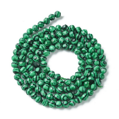 Malachit de sinteza, fatetat 3mm-sir 130 buc 1 buc