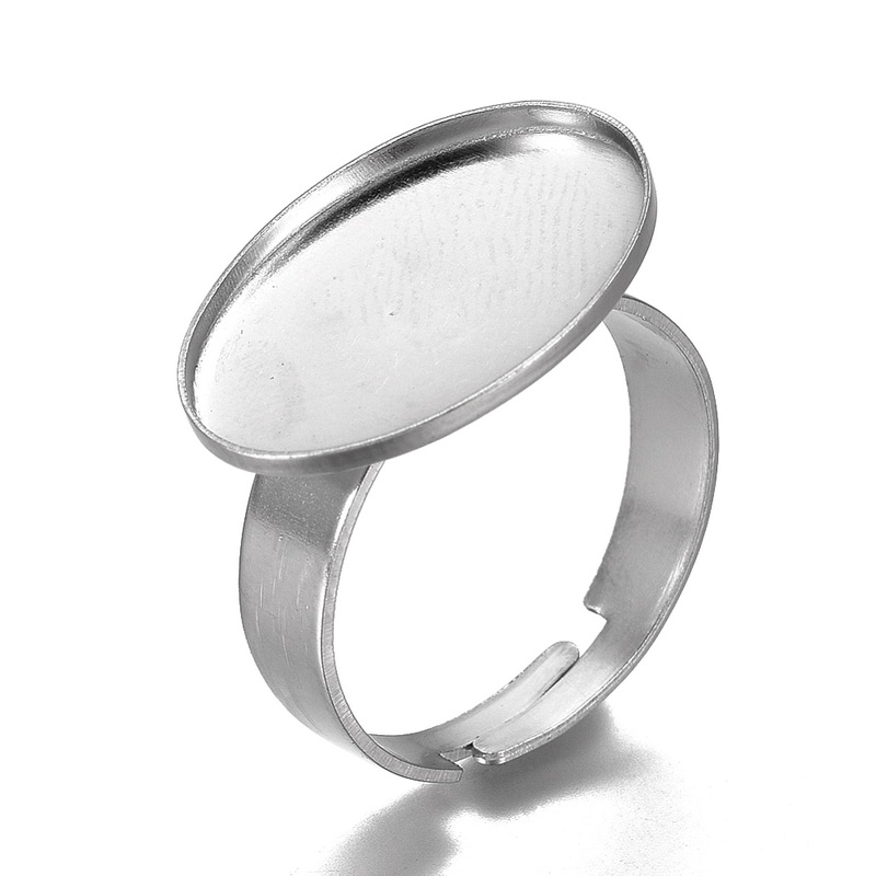 Baza inel, otel inoxidabil 201, reglabila, interior 17 mm, pt.cabochon de 18x13 mm 1 buc