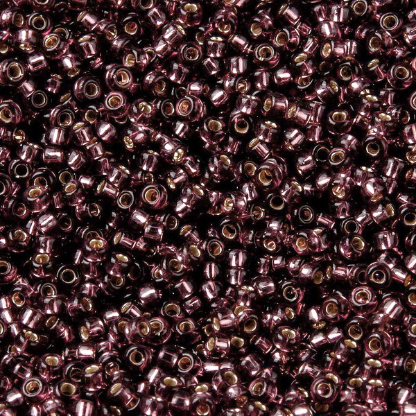 Margele Miyuki Rocailles,15/0, 1.5mm, (RR13) Silverlined Dark Smoky Amethyst-5g 1 buc