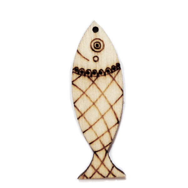Pandantiv lemn, alb-antic, peste 49x15.5x2.4mm-3 1 buc