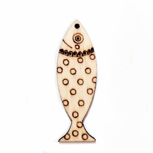 Pandantiv lemn, alb-antic, peste 49x15.5x2.4mm-5 1 buc