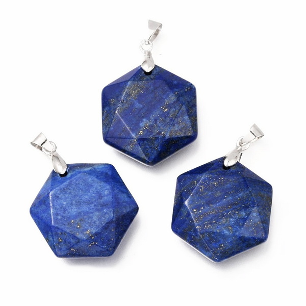 Pandantiv lapis lazuli hexagonal, 45x25x9mm 1 buc