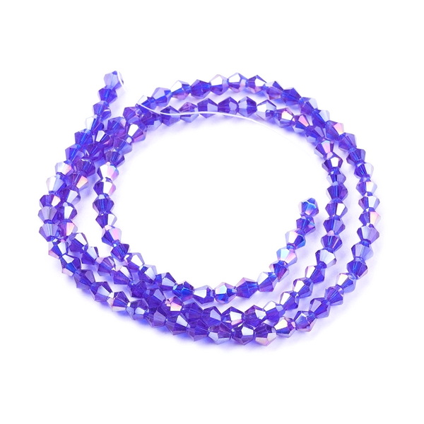 Cristale biconice 4mm, albastru-cobalt AB-sir 86 buc 1 buc