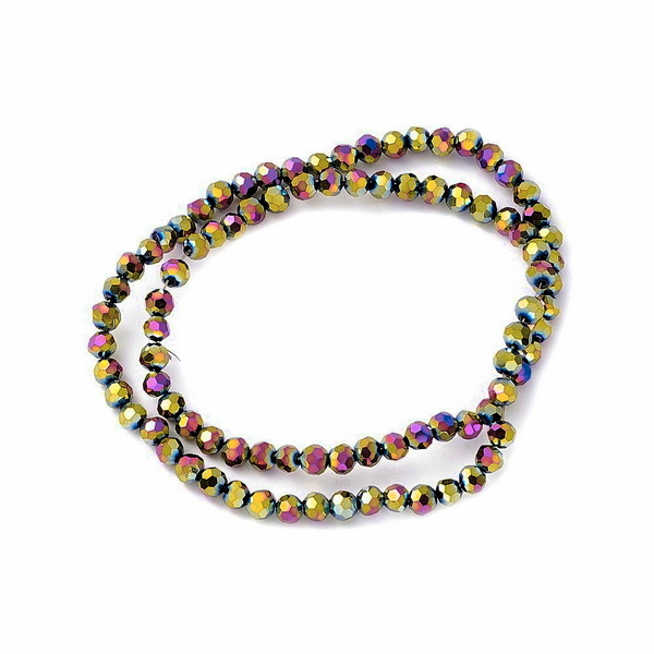 Cristale rotunde 4mm, multicolore AB metalizat-sir 100 buc 1 buc