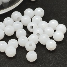 Margele plastic alb-straveziu, 4mm 10 buc