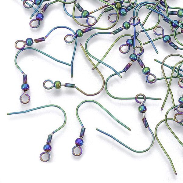Tortite cercei otel inoxidabil 201, electroplacate multicolor, 20mm 2 buc