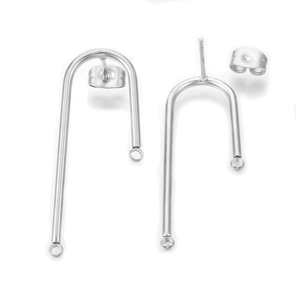Tortite cercei inoxidabil 304, cu 2 bucle, 37x15x1.5mm 1 pereche
