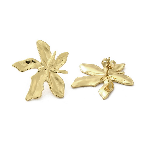 Cercei otel inoxidabil 304, IP(placat cu ioni) cu aur 18K, floare 29x26mm 1 pereche
