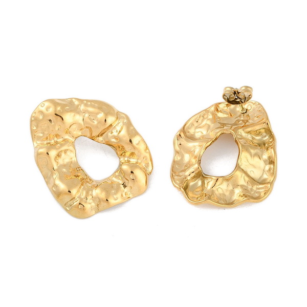 Cercei otel inoxidabil 304, IP (placat cu ioni) cu aur 18K, nuggets, 31x25mm 1 pereche