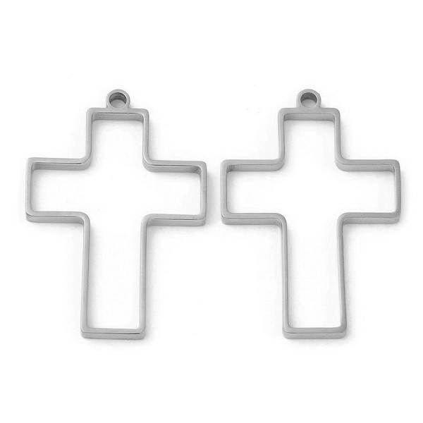 Cadru pandantiv pt.rasina, otel inoxidabil 304, cruce 39.5x27.5x3mm 1 buc