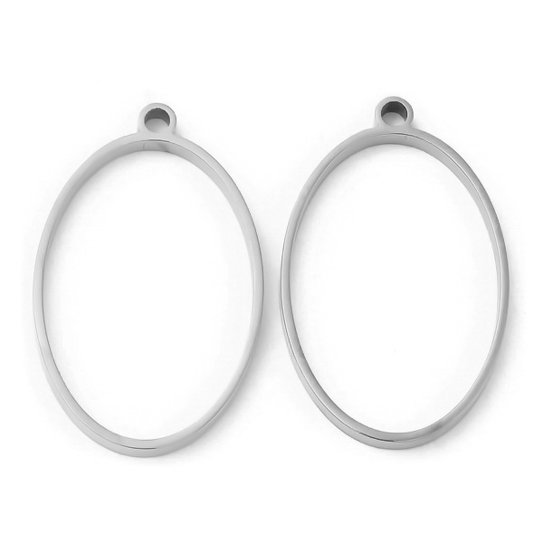 Cadru pandantiv pt.rasina, otel inoxidabil 304, oval, 35x22x3mm 1 buc