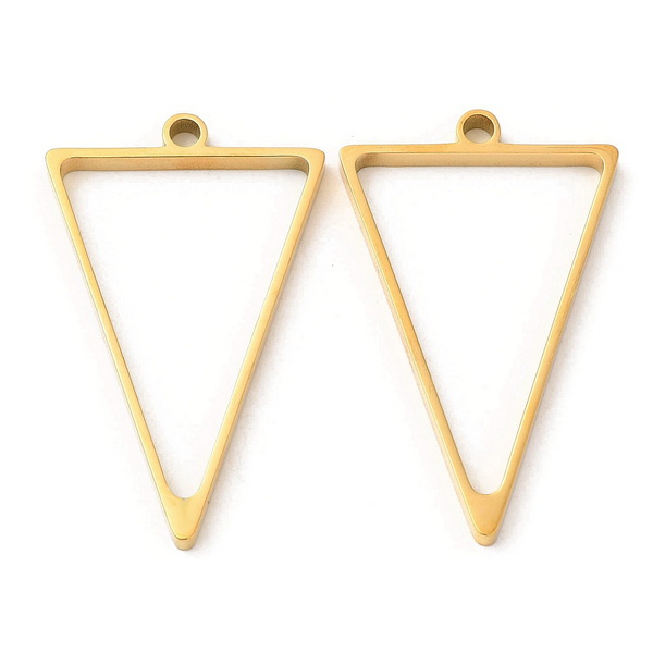 Cadru pandantiv pt.rasina, otel inoxidabil 304 placat cu aur 18K, triunghi 37x23x3mm 1 buc