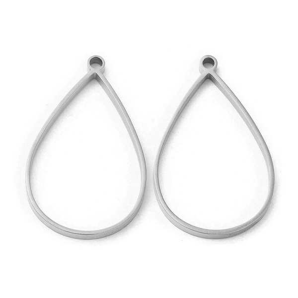 Cadru pandantiv pt.rasina, otel inoxidabil 304, lacrima 40x24.5x3mm 1 buc