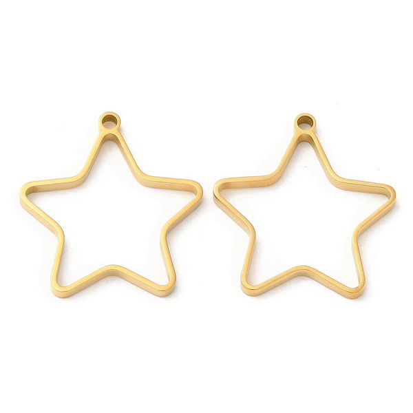 Cadru pandantiv pt.rasina, otel inoxidabil 304 placat cu aur 18K, stea 32x30x3mm 1 buc