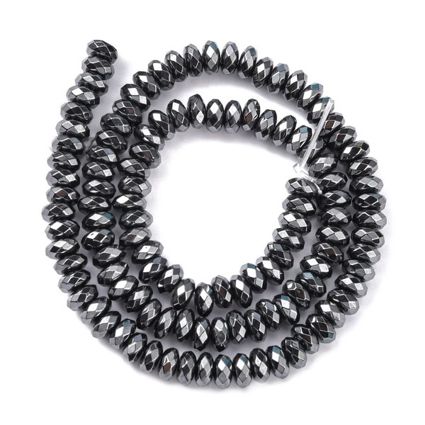 Hematit rondele, fatetate, 6x3mm-sir 130 buc 1 buc