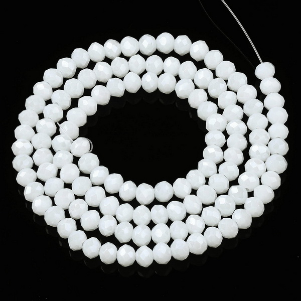 Cristale rondele 4x3mm, lucioase, albe-sir 110-115buc 1 buc