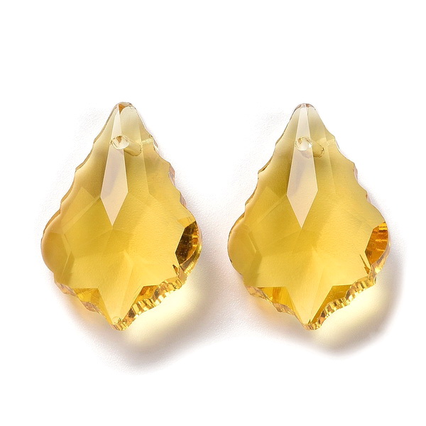 Pandantiv cristal, frunza 22x16x8mm, auriu 1 buc