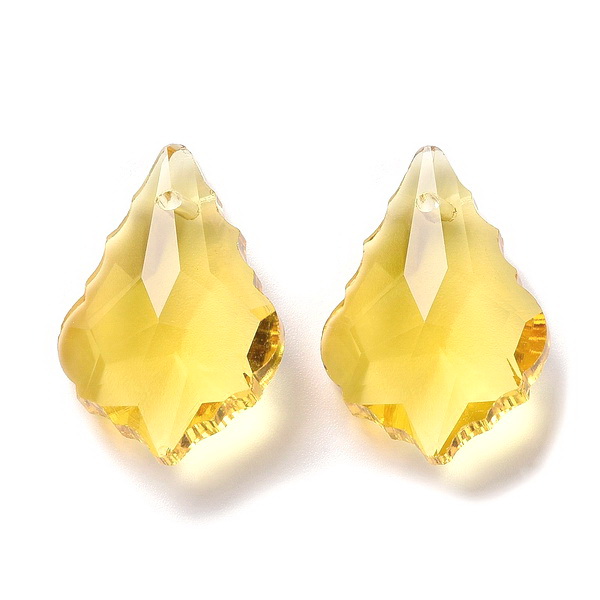 Pandantiv cristal, frunza 16x11x6mm, auriu 1 buc