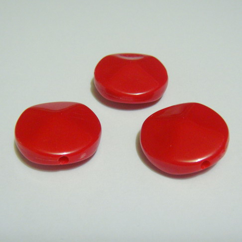 Margele plastic rosu, disc 18mm