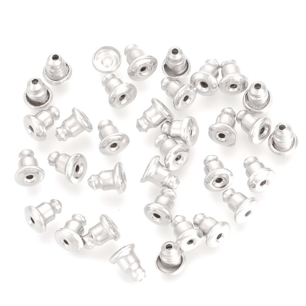 Dop cercei otel inoxidabil 304, argintiu, 6x5mm 1 buc