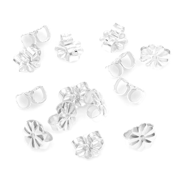 Dop cercei otel inoxidabil 304, argintiu, floare 6x6x3.5mm 1 buc
