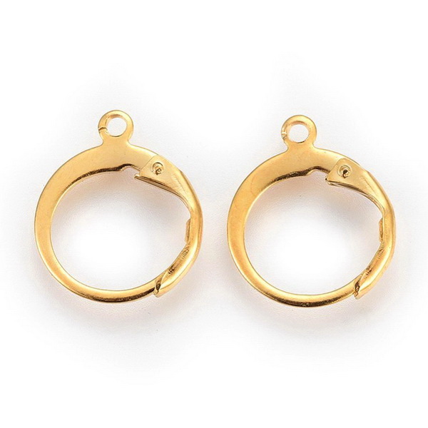 Tortite cercei otel inoxidabil 316 IP(placat cu ioni) cu aur 18k, cu inchidere, 15x12x0.6mm
 2 buc