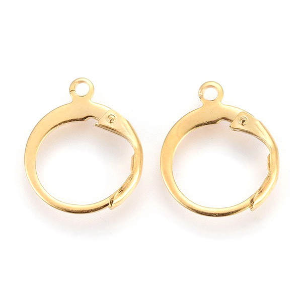 Tortite cercei otel inoxidabil 304 placat cu aur 18k, cu inchidere, 15x12x0.6mm 2 buc