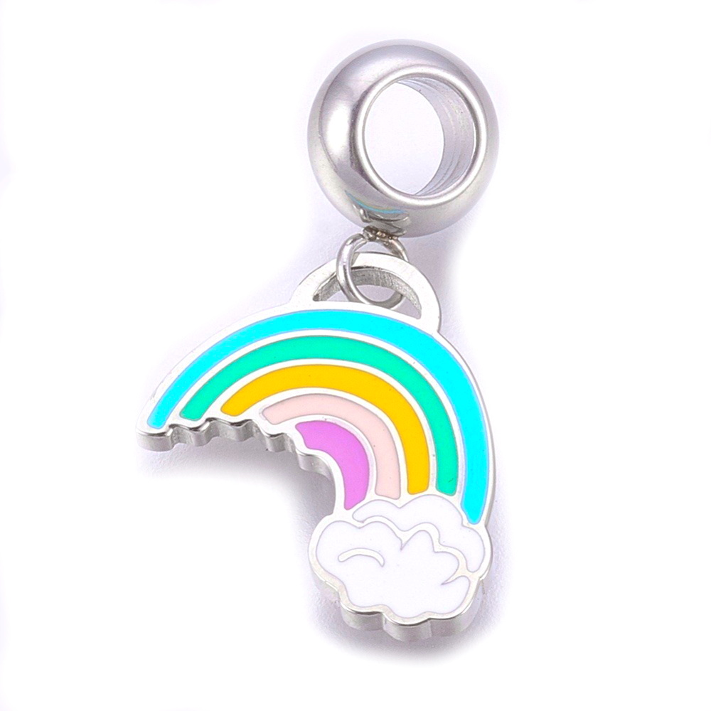 Pandantiv otel inoxidabil 304, cu orificiu mare, curcubeu 26x15x1mm 1 buc