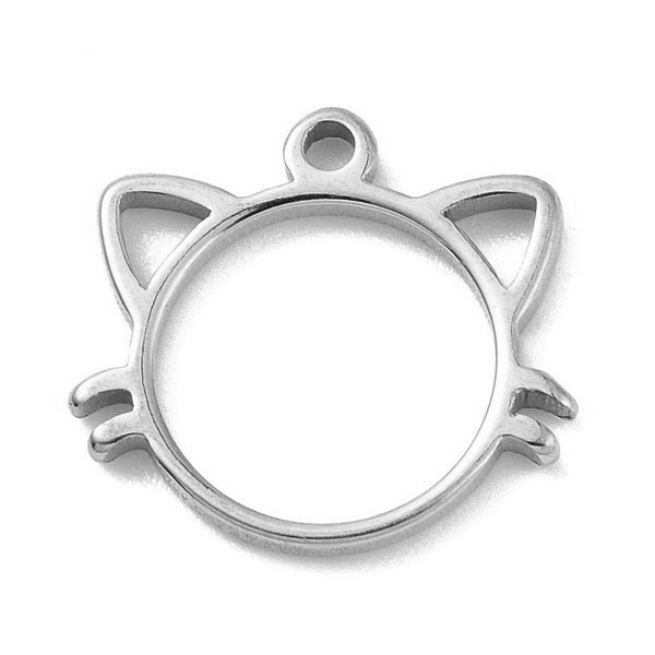 Pandantiv otel inoxidabil 304,  cap de pisica 10x11x1mm 1 buc