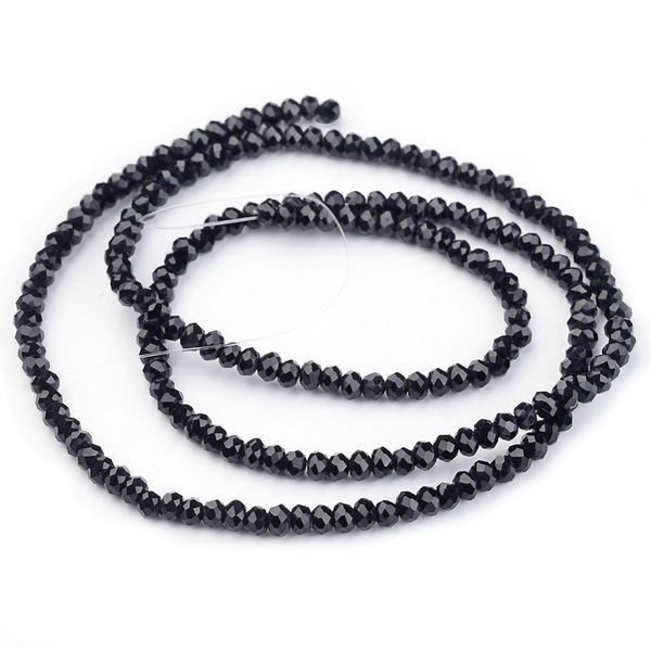 Cristale rondele 3x2mm, negre-sir 113buc 1 buc