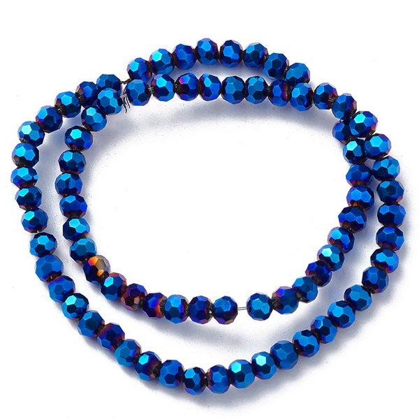 Cristale rondele 4x3mm, electroplacate albastru cobalt-sir 95buc 1 buc