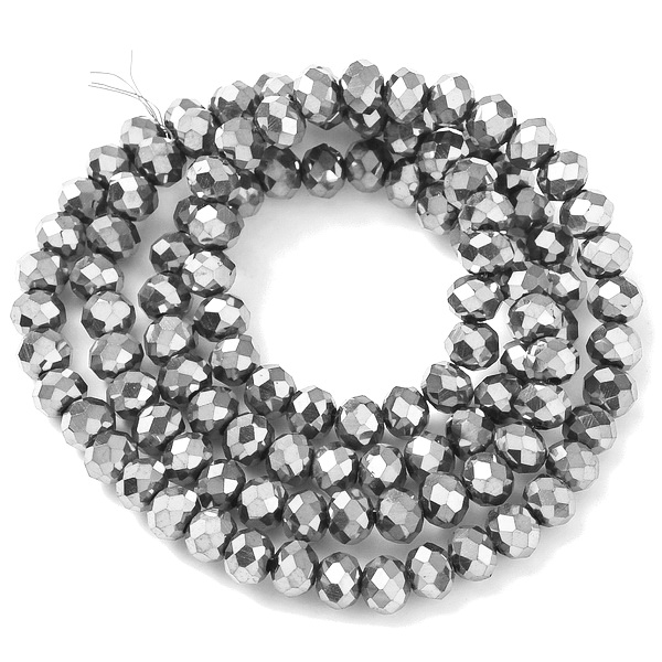 Cristale rondele 4x3mm, electroplacate, argintiu inchis-sir 112 buc 1 buc