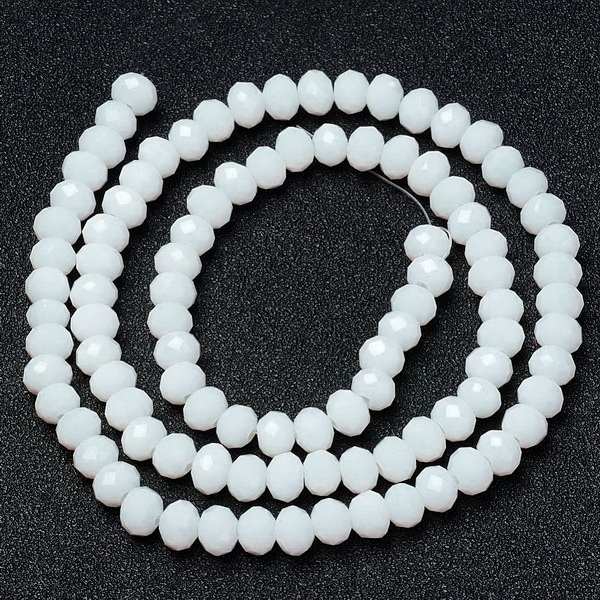 Cristale rondele 6x5mm, imitatie jad alb-sir 84buc 1 buc