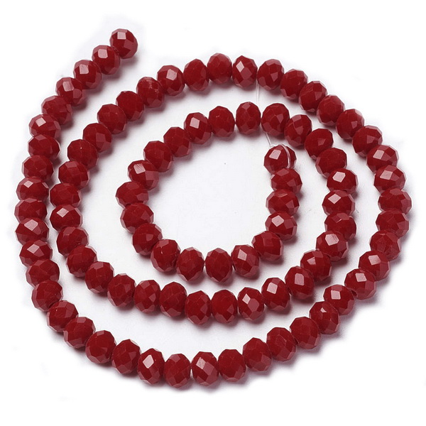 Cristale rondele 6x5mm, opace, rosu inchis-sir 83buc 1 buc