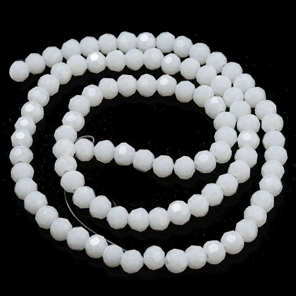 Cristale rotunde 4mm, opace, albe-sir 92 buc 1 buc