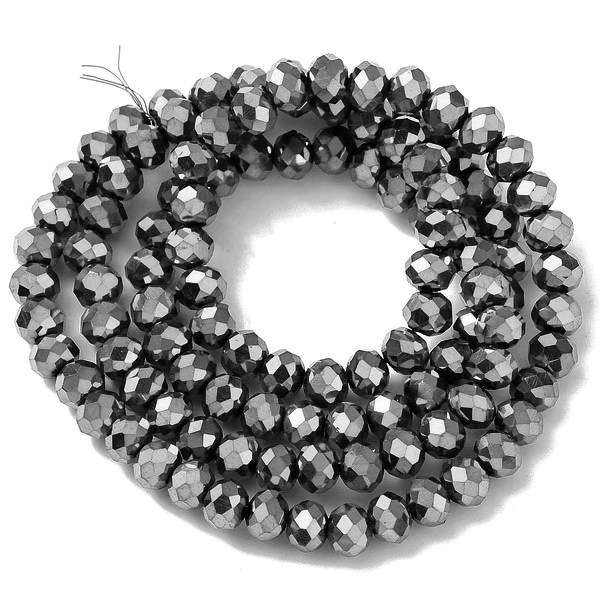Cristale rondele 8x6mm, electroplacate, argintii-sir 64 buc 1 buc