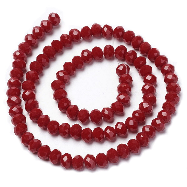 Cristale rondele 8x6mm, opace, rosu inchis-sir 63buc 1 buc
