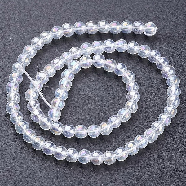 Cristale rotunde 6mm, transpatente, electroplacate-AB-sir 68buc 1 buc