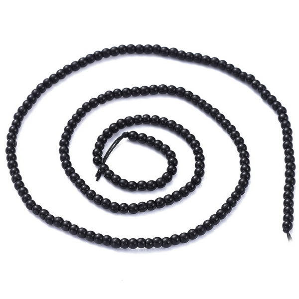 Margele sticla sferice 2mm, negre-sir 175 buc 1 buc