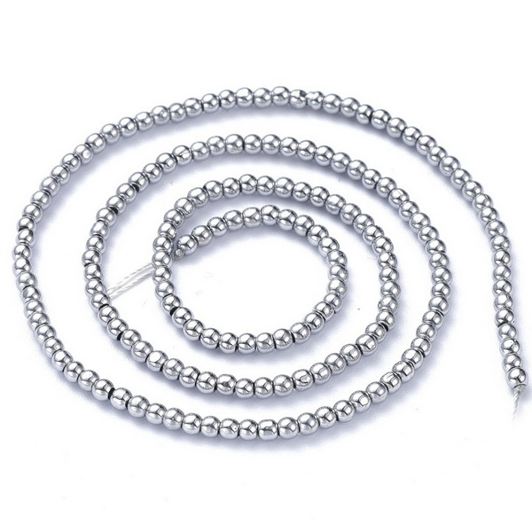 Margele sticla sferice 2mm, argintii-sir 175 buc 1 buc