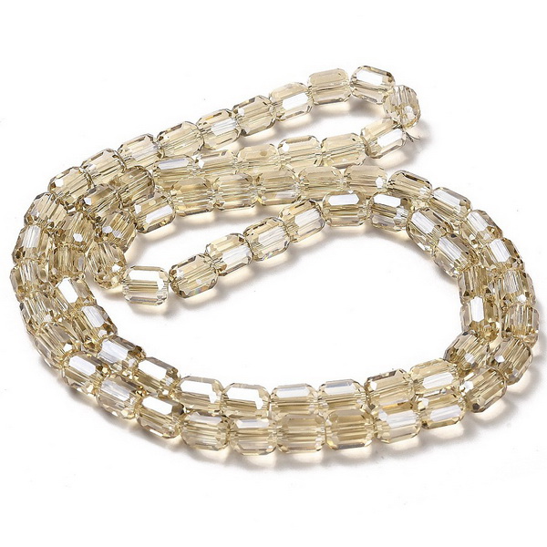 Cristale tubulare 6x6.5mm, electroplacate,  transparente aurii-sir 72buc 1 buc