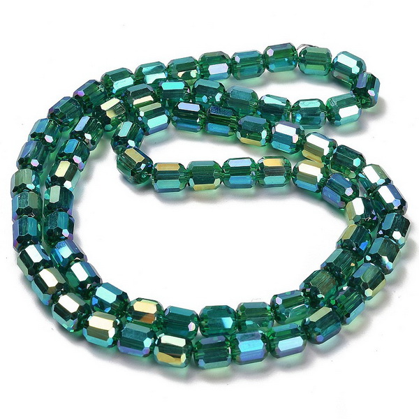 Cristale tubulare 6x6.5mm, electroplacate,  transparente albastru AB-sir 72buc 1 buc