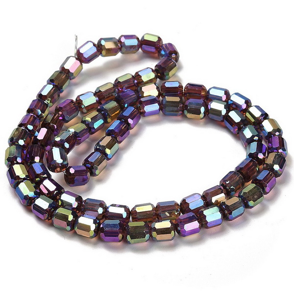 Cristale tubulare 6x6.5mm, electroplacate,  transparente violet AB-sir 72buc 1 buc