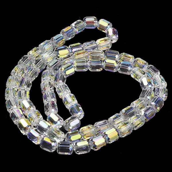 Cristale tubulare 6x6.5mm, electroplacate,  transparente AB-sir 72buc 1 buc
