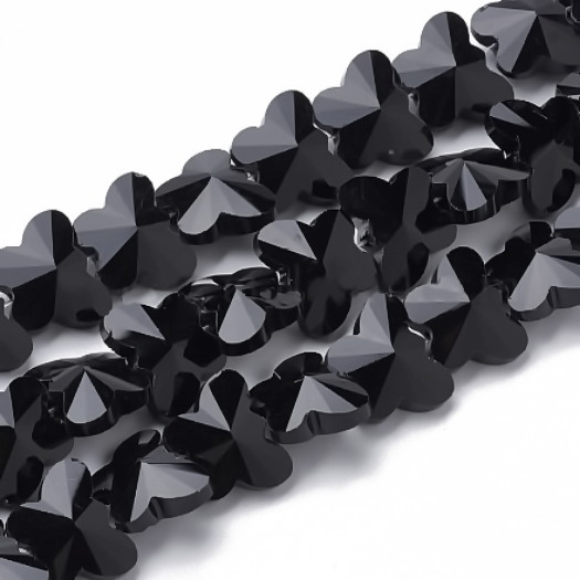 Fluture rhinestone, sticla neagra, 15x12x4~7mm 1 buc