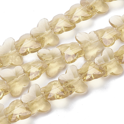 Fluture rhinestone, sticla electroplacata auriu, 15x12x4~7mm 1 buc