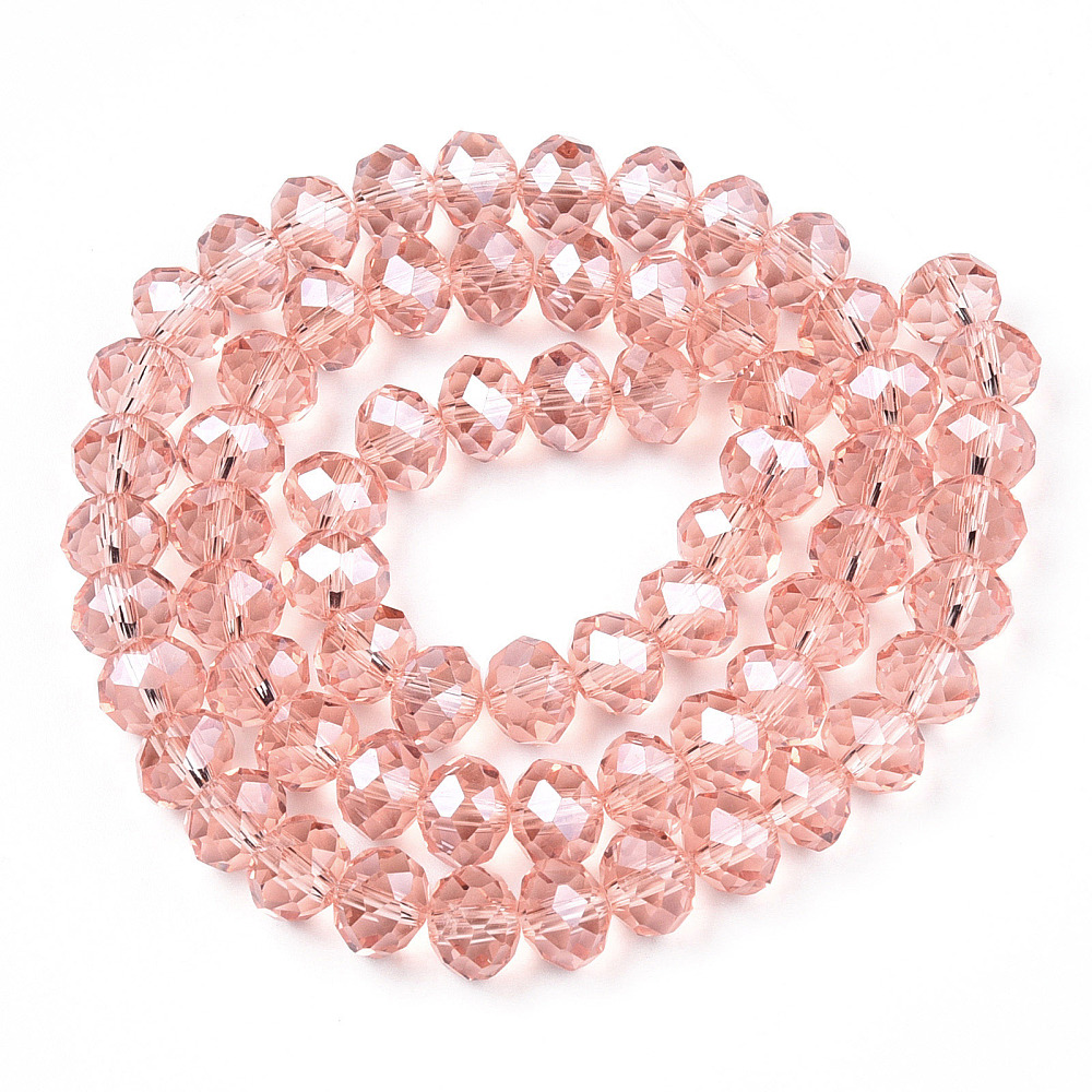 Cristale rondele 4x3mm, transparente, lucioase, roz somon-sir 115 buc 1 buc