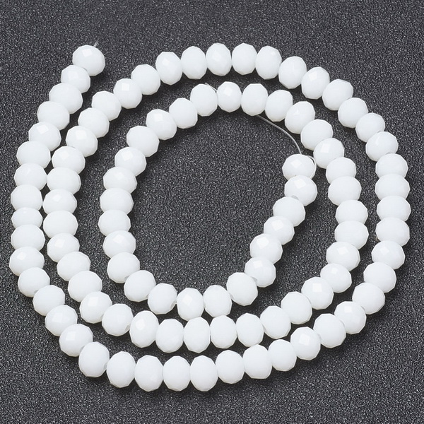 Cristale rondele 8x6mm, opace, albe-sir 63buc 1 buc
